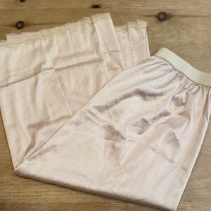 Vlazom Women’s peach pink satiny silky lace slip Suit dress wide elastic band Sm